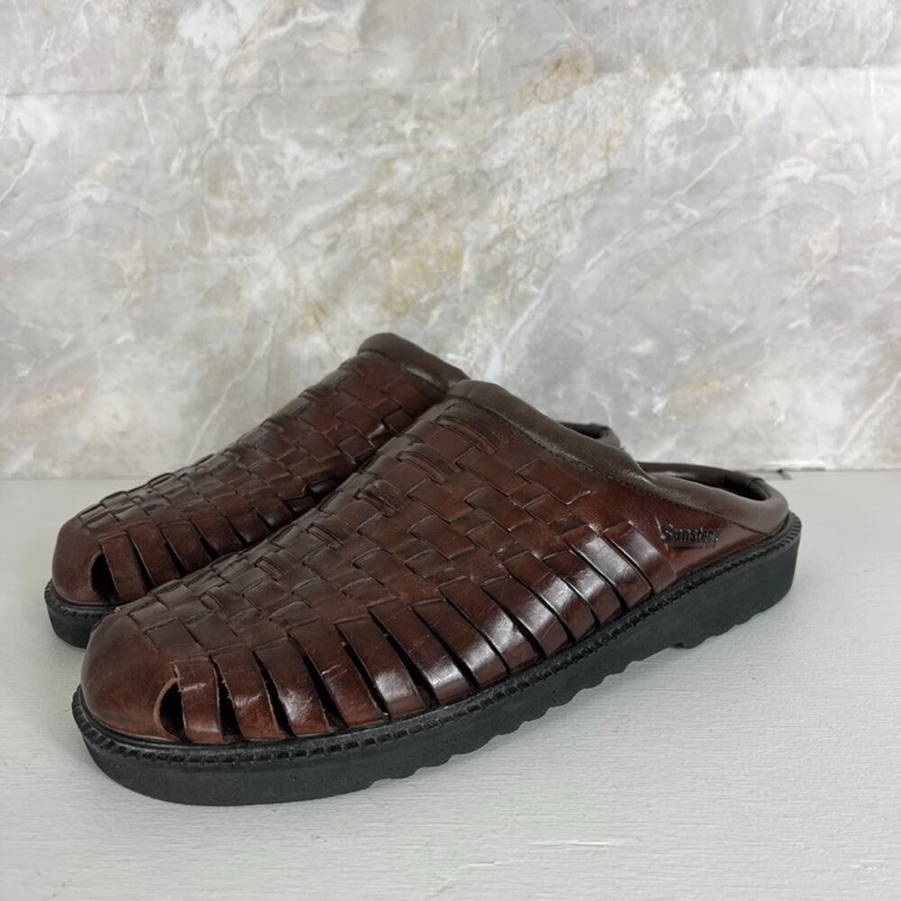 Sunsteps Huarache Slip-on Sandals Men's Size 11 Brown Hand Woven